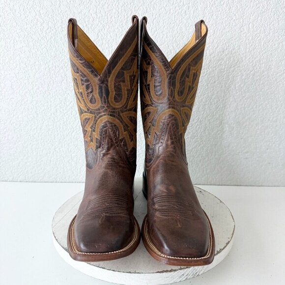 Rod Patrick Mens Cowboy Boots 12.5 A Perro Loco Brown Leather Western Square Toe - Picture 6 of 15